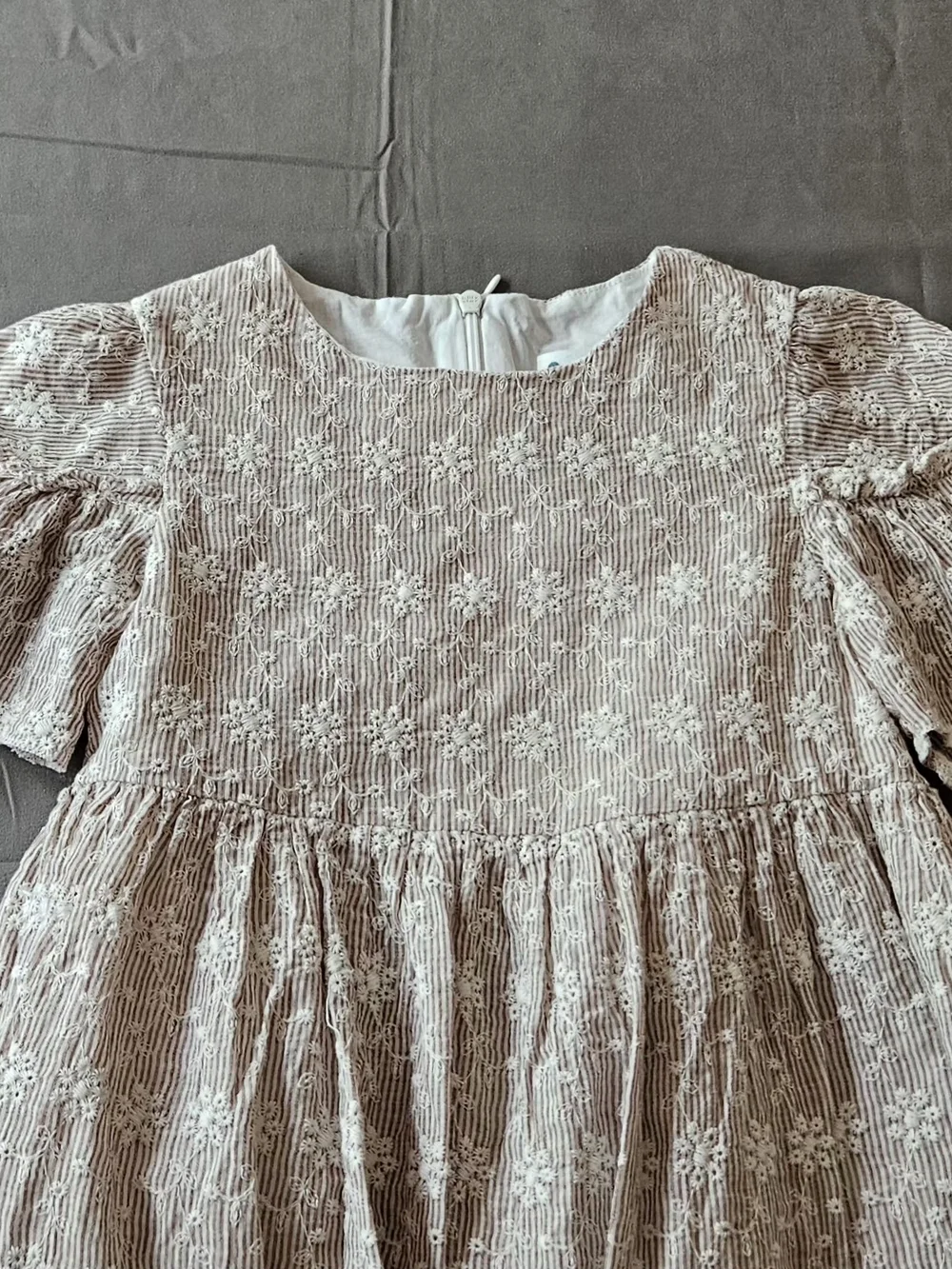 ​Lalalù Italy Girls Floral Embroidered Seersucker Dress Sz 6a Cottagecore